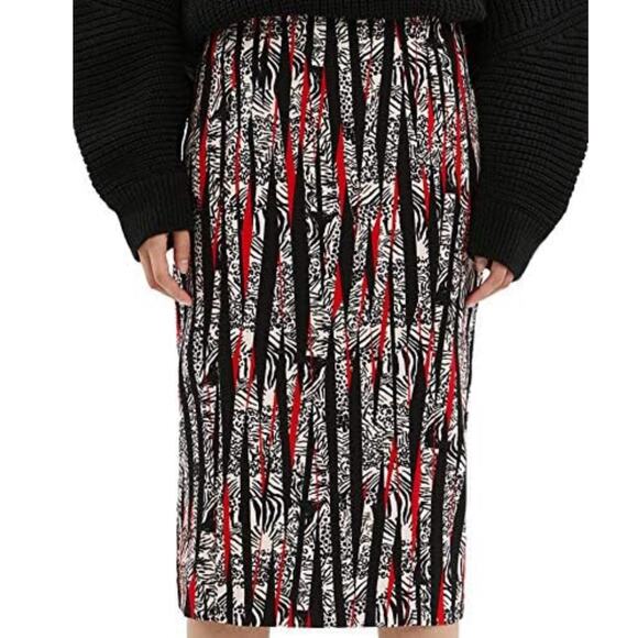 NWOT BIMBA Y LOLA Skirt 40~M Abstract Animal Red-Black-White Knee Geometric Zip - Picture 1 of 10